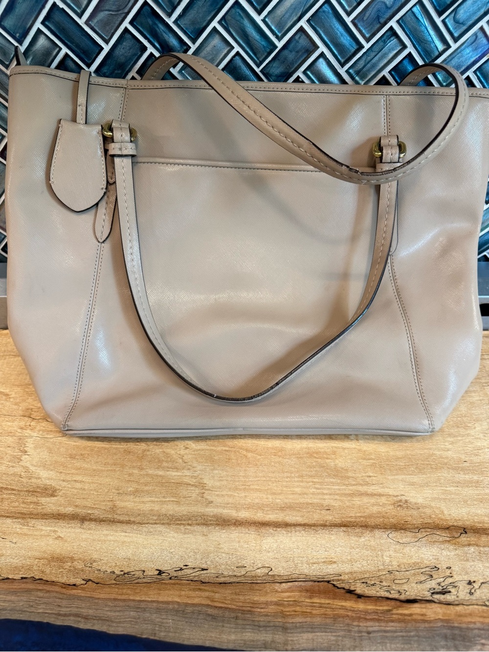 Coach Pebble Leather Tote in Taupe - Picture 7 of 13